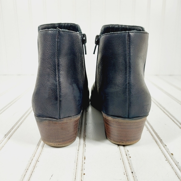 Crown Vintage Beatrix Black Leather Slip On Block Heel Ankle Boots D937 - Picture 6 of 12